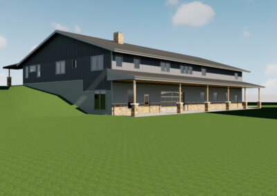render of the two-story Red Lodge Barndominium’s left side