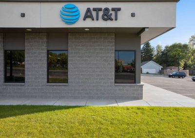 A building with the at & t logo on it.